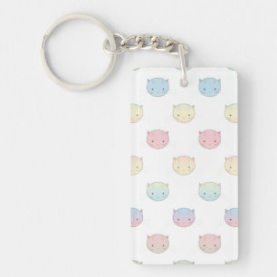 Llavero Patrón de caras de gatito pastel adorable