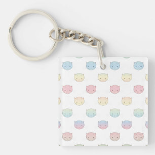 Llavero Patrón de caras de gatito pastel adorable