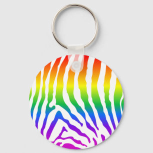 Llavero Patrón de cebra arco iris