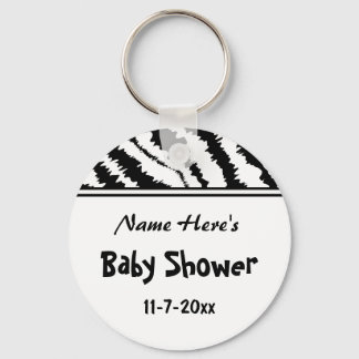 Llavero Patrón de cebra blanco y negro de Baby Shower. Per