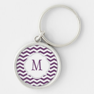 Llavero Patrón de cheurón morado y blanco