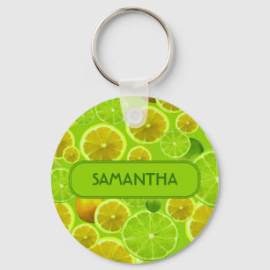 Llavero Patrón de cítricos, limón y limón - Personalizado