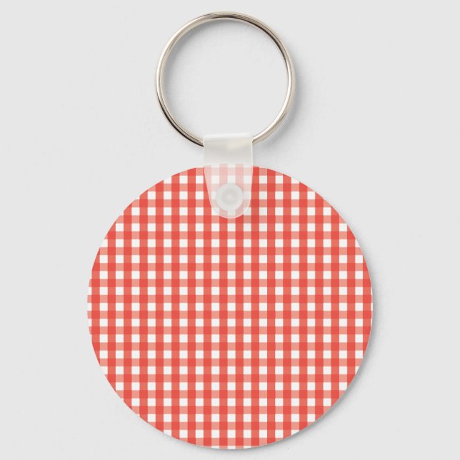 Llavero Patrón de comprobación de Gingham rojo (Anverso)