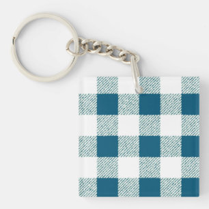 Llavero Patrón de comprobación de Gingham verde azul