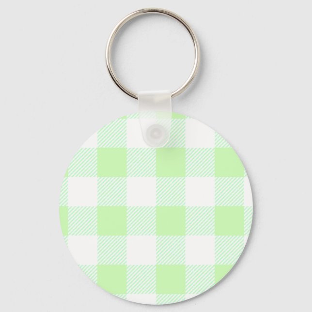 Llavero Patrón de comprobación de Gingham verde claro (Anverso)