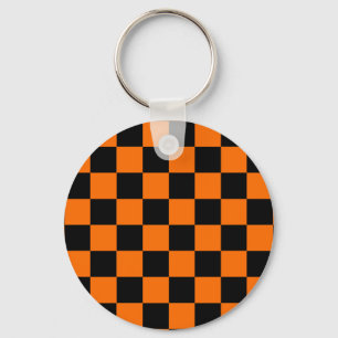 Llavero Patrón de comprobación de negro naranja