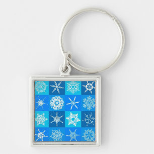 Llavero Patrón de copos de nieve azules