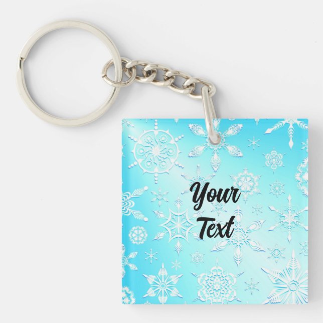 Llavero Patrón de copos de nieve de cristal (Frente)