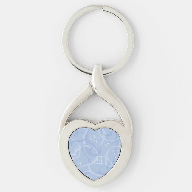 Llavero Patrón de corazón azul (Anverso)