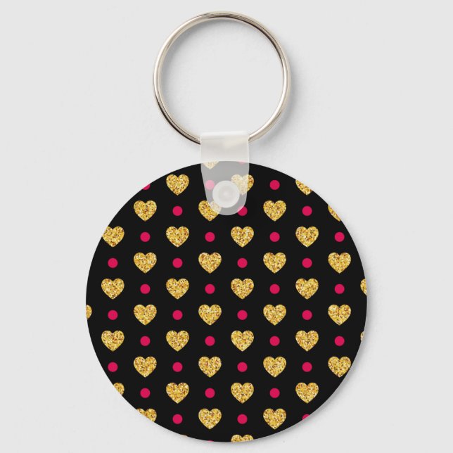 Llavero Patrón de corazón dorado el día de San Valentín (Anverso)