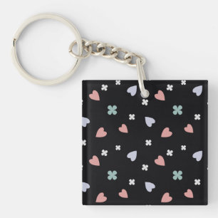 Llavero Patrón de corazones de trébol adorable de amor afo