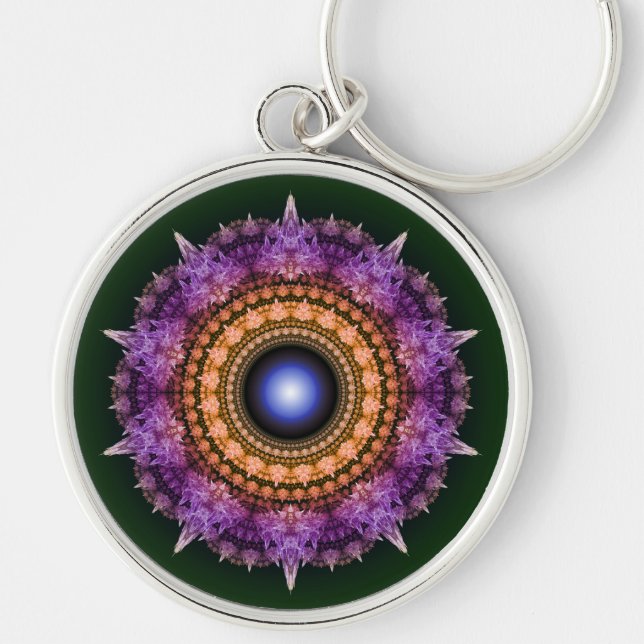 Llavero Patrón de cristal violeta fractal (Frente)