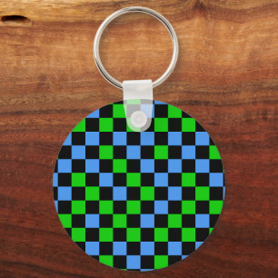 Llavero Patrón de cuadros azules, verdes y negros
