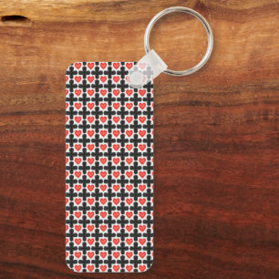 Llavero Patrón de cuadros en forma de cruz con corazones r