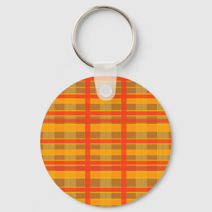 Llavero Patrón de cuadros escoceses rojo naranja retro