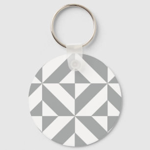 Llavero Patrón de cubo geométrico y decenal gris cálido