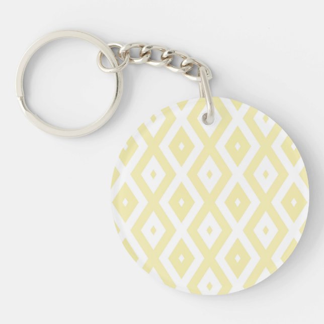 Llavero Patrón de diamante amarillo y blanco pálido (Frente)