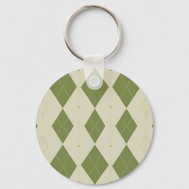 Llavero Patrón de diamante argyle verde oliva (Anverso)