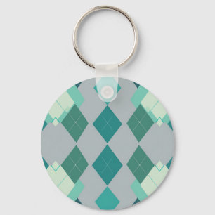 Llavero Patrón de diamante argyle verde turquesa