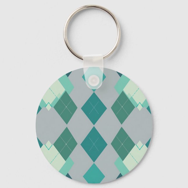 Llavero Patrón de diamante argyle verde turquesa (Anverso)