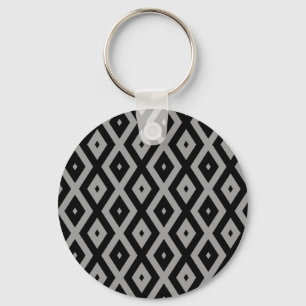 Llavero Patrón de diamante gris y negro