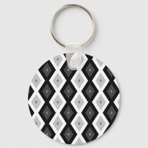Llavero Patrón de diamante negro, blanco y gris