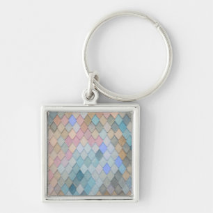 Llavero Patrón de diamante pastel Sirena azul verde rosa