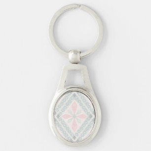 Llavero Patrón de diamante pastel verde y rosa