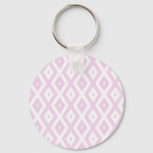 Llavero Patrón de diamante rosa pálido y blanco