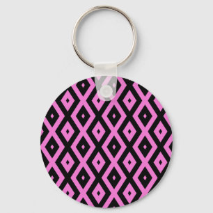 Llavero Patrón de diamante rosa y negro