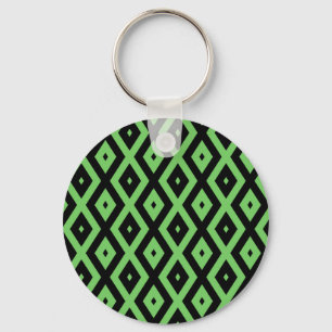 Llavero Patrón de diamante verde limón y negro
