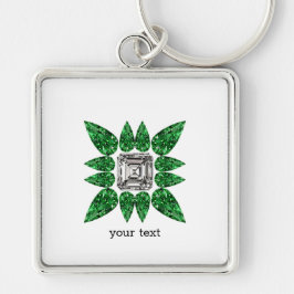 Llavero Patrón de diamantes con forma de pera verde