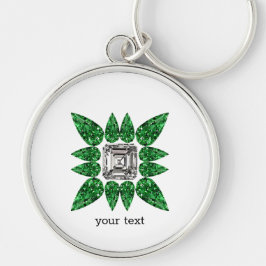 Llavero Patrón de diamantes con forma de pera verde