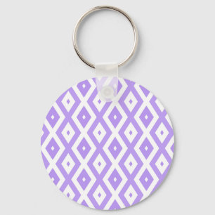 Llavero Patrón de diamantes morado y blanco