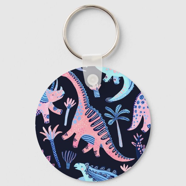Llavero Patrón de dinosaurios personalizados. (Anverso)