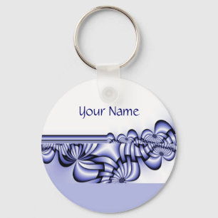 Llavero Patrón de diseño gráfico - azul blanco + tu texto