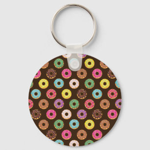 Llavero Patrón De Donut Colorido En Chocolate