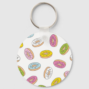 Llavero Patrón de donuts Doodle, diseño sin fisuras.