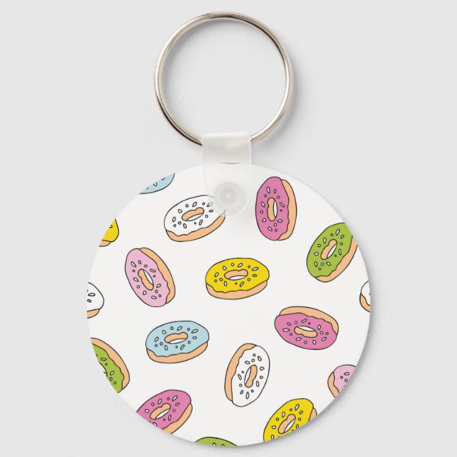 Llavero Patrón de donuts Doodle, diseño sin fisuras. (Anverso)