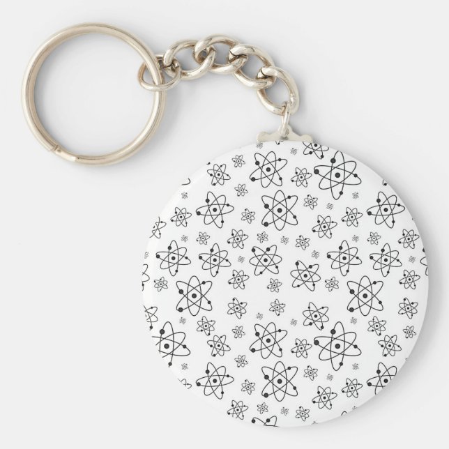 Llavero Patrón de edad atómica retro de átomos (Frente)