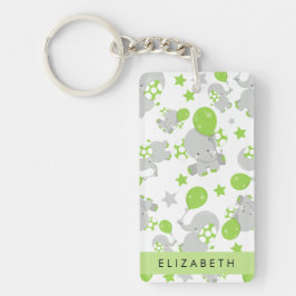 Llavero Patrón De Elefantes, Elefantes Cutos, Tu Nombre
