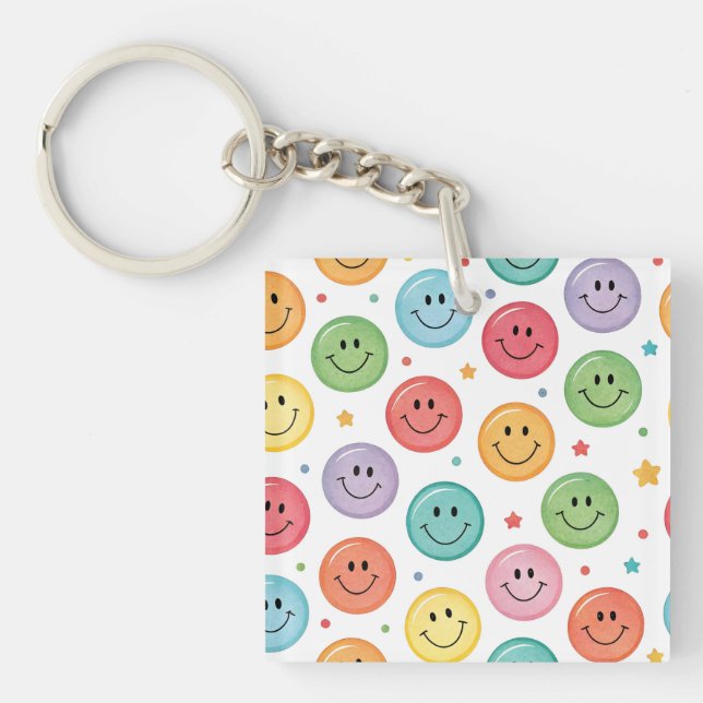Llavero Patrón de Emoji Sonriente (Frente)