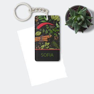 Llavero Patrón de especias nombre personalizado negro