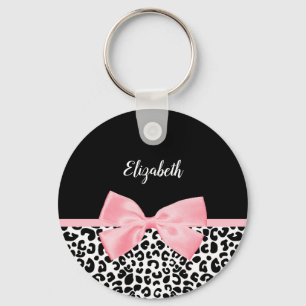 Llavero Patrón de estampado de leopardo femenino con lazo