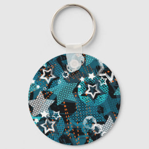 Llavero Patrón de estrella de Grunge, diseño infantil jugu