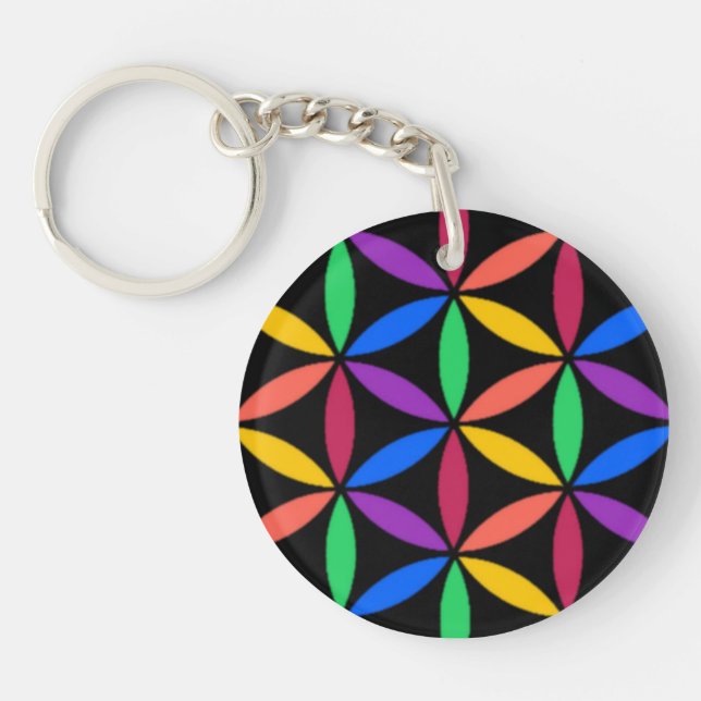 Llavero Patrón de flor arco iris (Frente)