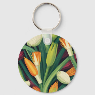 Llavero Patrón de Flor de Cebolla Vibrante
