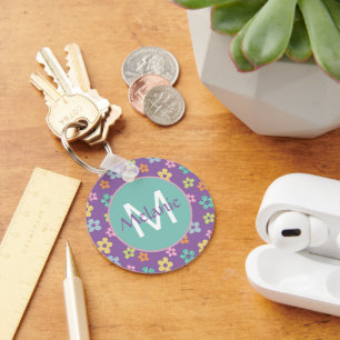Llavero Patrón de Flor de Lunares Encantador Personalizado