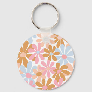 Llavero Patrón de flor de margarita pastel retro