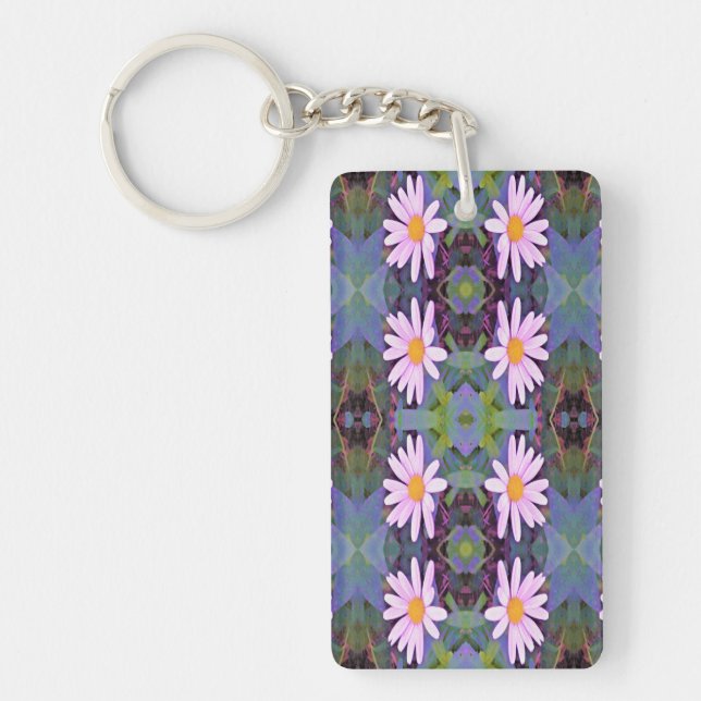 Llavero Patrón de flor de margarita rosada retro (Frente)